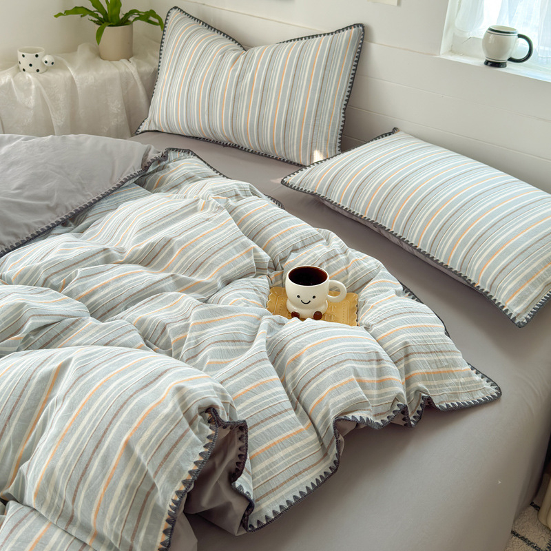 Комплект спално бельо от чист памук, четири части, геометричен принт - плътност на тъканта 133x72, тегло 2000–2500 g