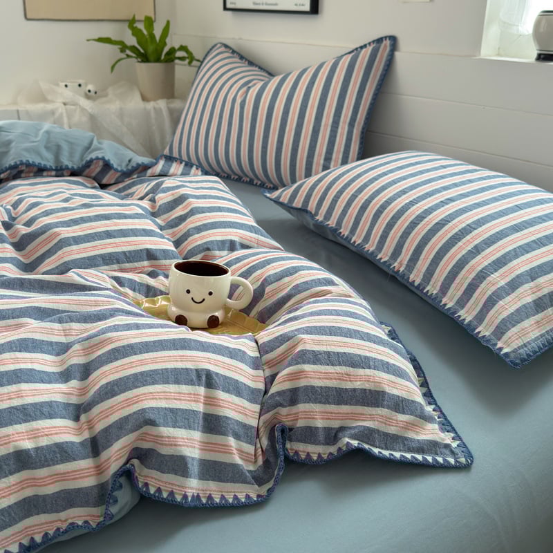 Комплект спално бельо от чист памук, четири части, геометричен принт - плътност на тъканта 133x72, тегло 2000–2500 g