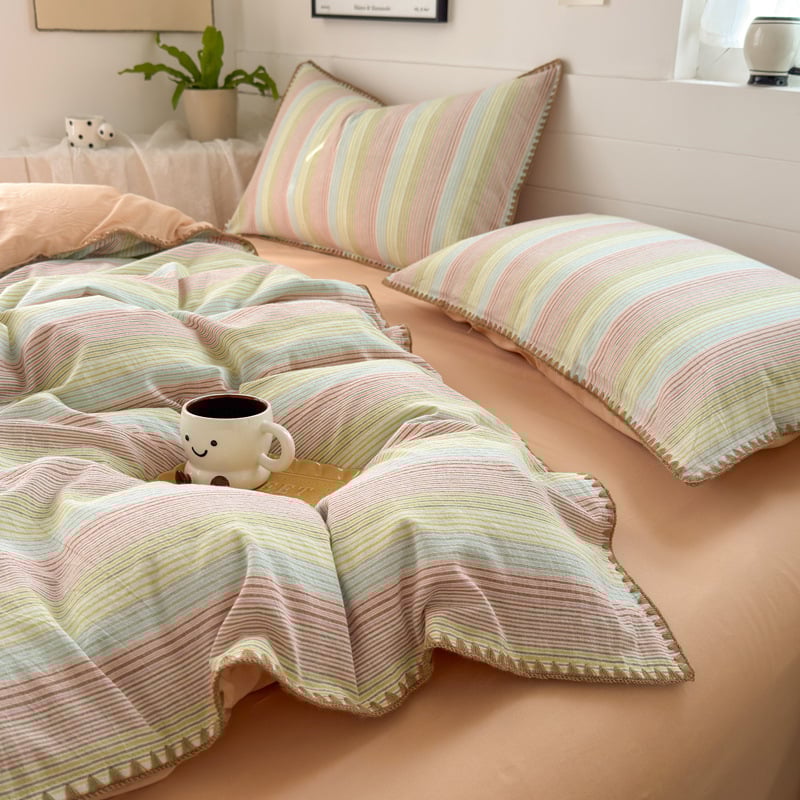 Комплект спално бельо от чист памук, четири части, геометричен принт - плътност на тъканта 133x72, тегло 2000–2500 g