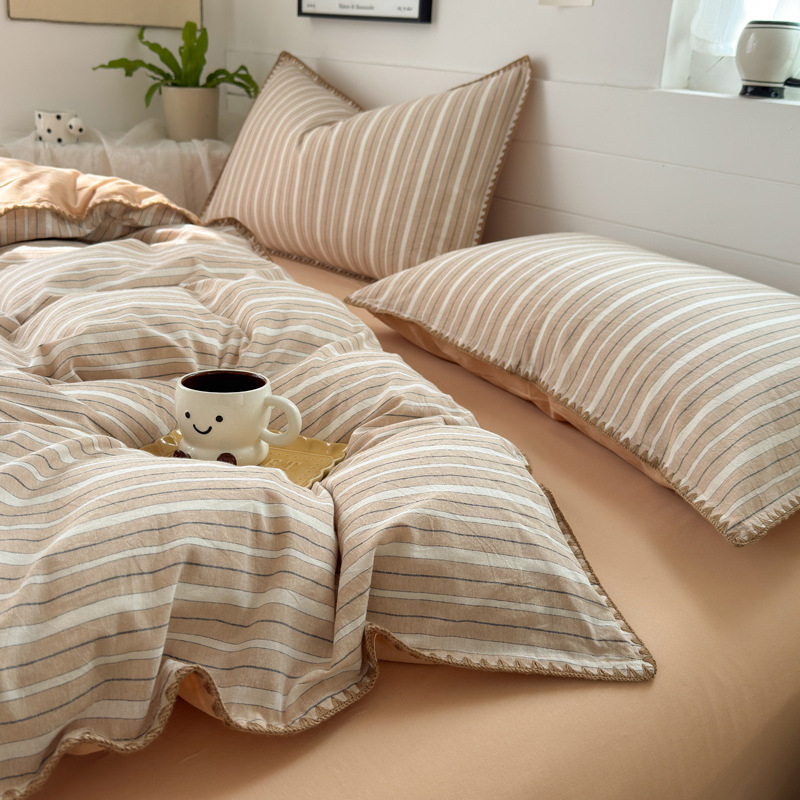 Комплект спално бельо от чист памук, четири части, геометричен принт - плътност на тъканта 133x72, тегло 2000–2500 g