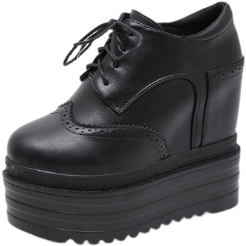 Ghete de gleznă cu platformă înclinată, șireturi frontale, platformă de 14 cm, toc foarte înalt, PU upper