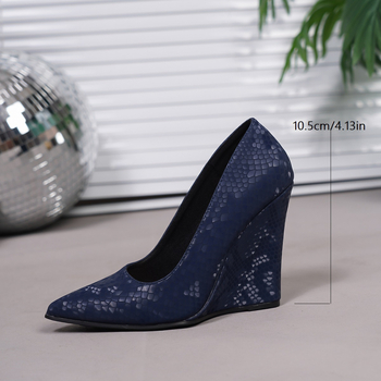 Pantofi dama cu toc înclinat, vârf ascuțit, din piele artificială, slip-on, toc peste 8 cm