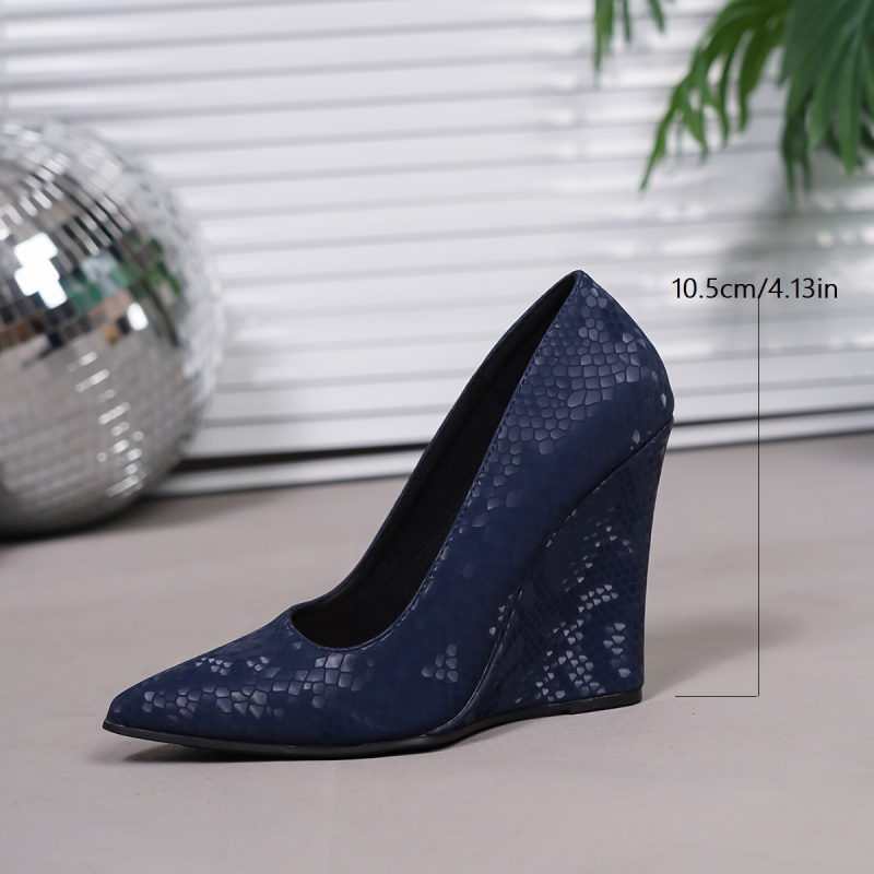 Pantofi dama cu toc înclinat, vârf ascuțit, din piele artificială, slip-on, toc peste 8 cm