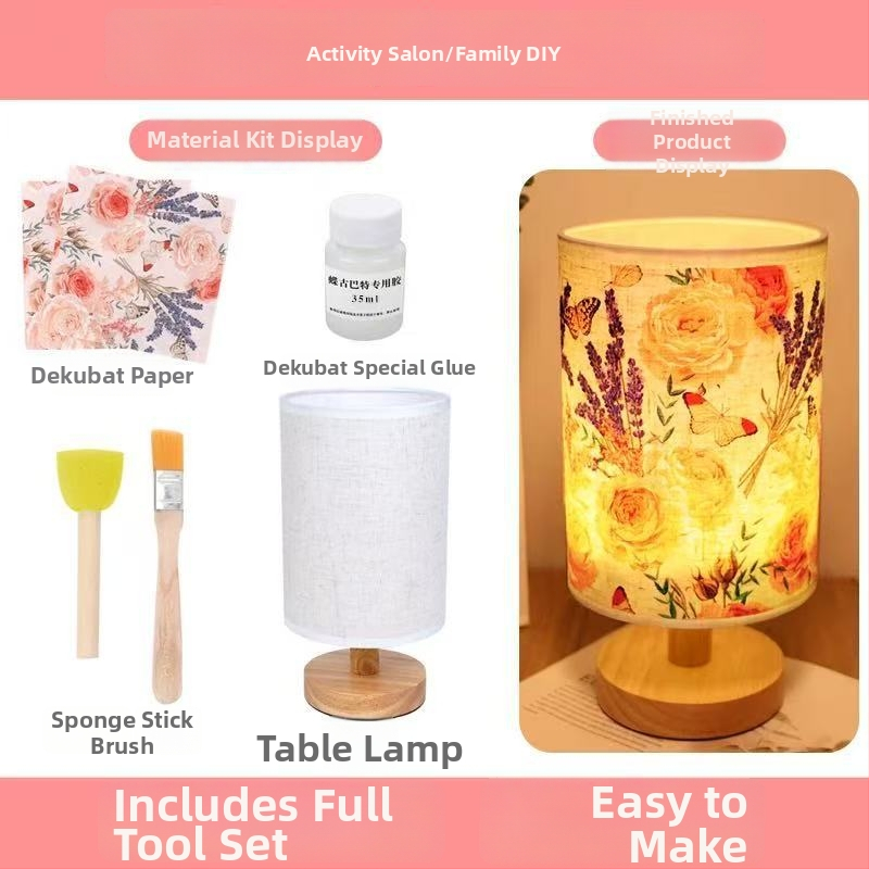 DIY textilná stolná lampa – kreatívne ručne vyrobené nočné svetlo do spálne, pre vek 7–14 rokov