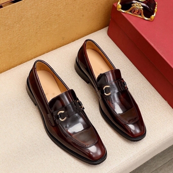 Мъжки кожени обувки без връзки с остър нос, нисък профил, бизнес-кэжуъл стил, кожена горна част, гумена подметка