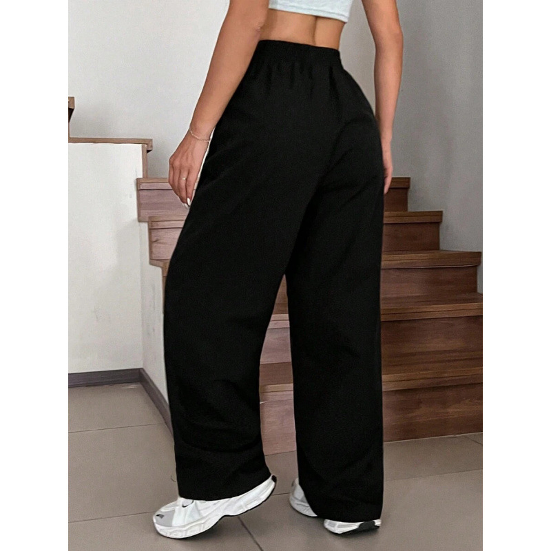 Pantaloni, croială lejeră, drept cu croială largă, lungime de nouă zecimi, bumbac natural, țesătură CVC, stil retro, ușor elastic