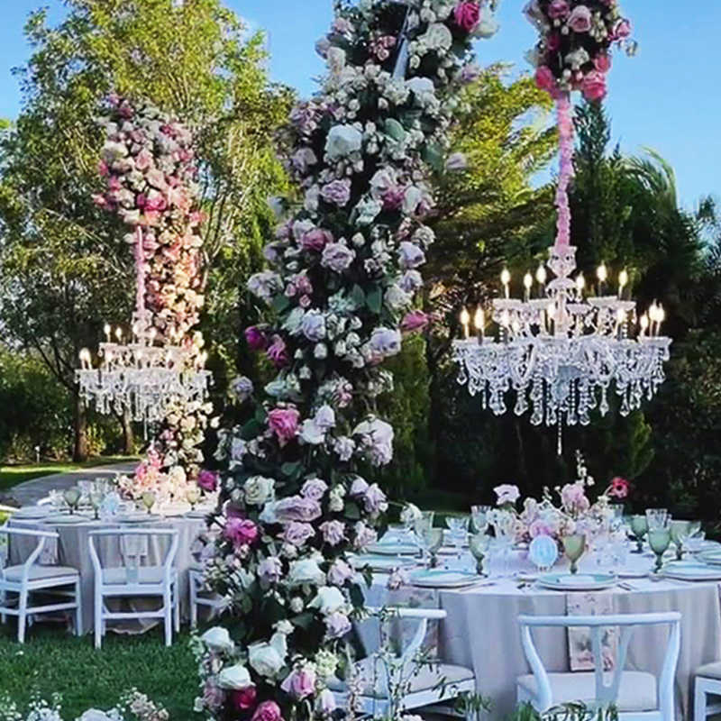 Λαμπατέρ δαπέδου εξωτερικού χώρου με κρυστάλλινο αμπαζούρ, μεταλλικό σώμα από σίδηρο, LED φως, μοντέρνο μινιμαλιστικό στυλ