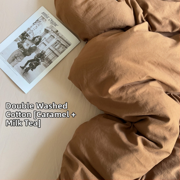 Only Rich umytý bavlnený štvordielny set posteľnej bielizne, jemný k pokožke, reaktívny potisk a farbenie, twill tkanina