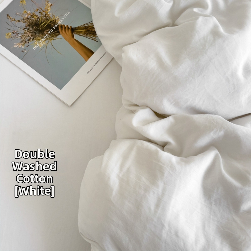 Only Rich umytý bavlnený štvordielny set posteľnej bielizne, jemný k pokožke, reaktívny potisk a farbenie, twill tkanina