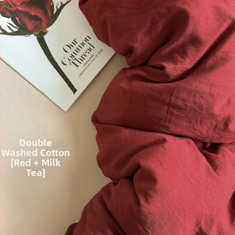 Only Rich umytý bavlnený štvordielny set posteľnej bielizne, jemný k pokožke, reaktívny potisk a farbenie, twill tkanina