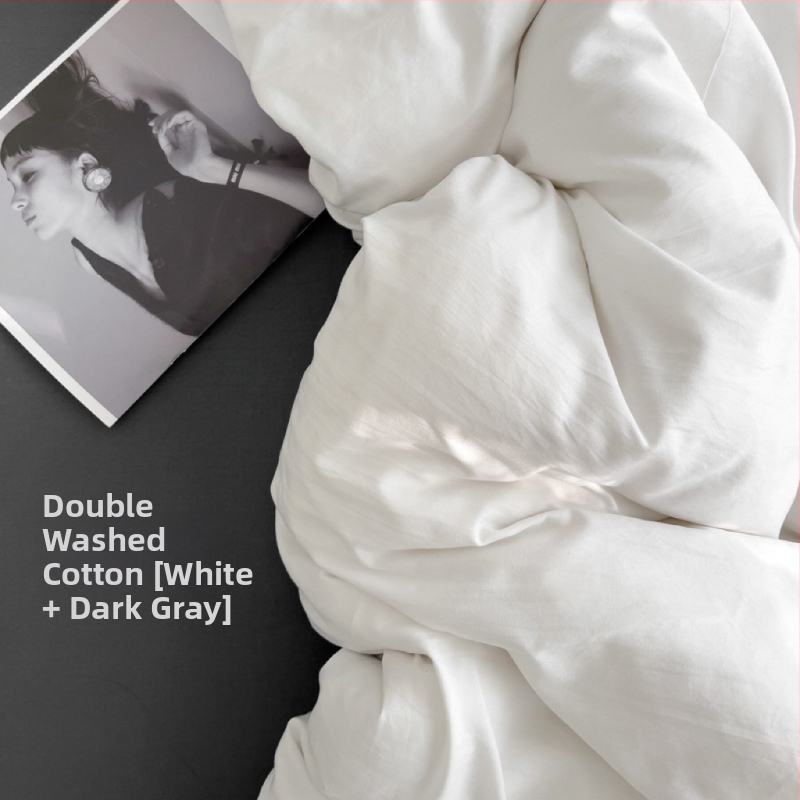 Only Rich umytý bavlnený štvordielny set posteľnej bielizne, jemný k pokožke, reaktívny potisk a farbenie, twill tkanina