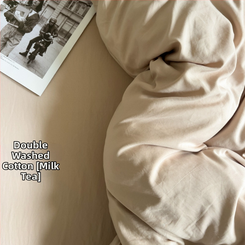 Only Rich umytý bavlnený štvordielny set posteľnej bielizne, jemný k pokožke, reaktívny potisk a farbenie, twill tkanina