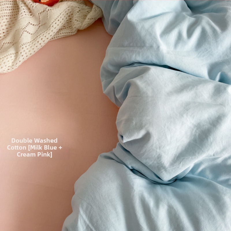 Only Rich umytý bavlnený štvordielny set posteľnej bielizne, jemný k pokožke, reaktívny potisk a farbenie, twill tkanina