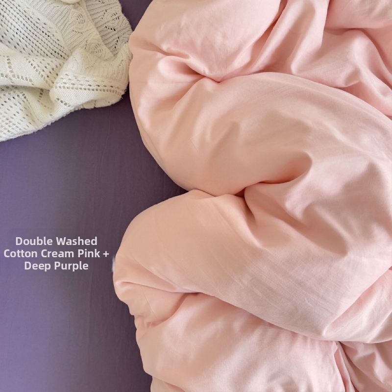 Only Rich umytý bavlnený štvordielny set posteľnej bielizne, jemný k pokožke, reaktívny potisk a farbenie, twill tkanina