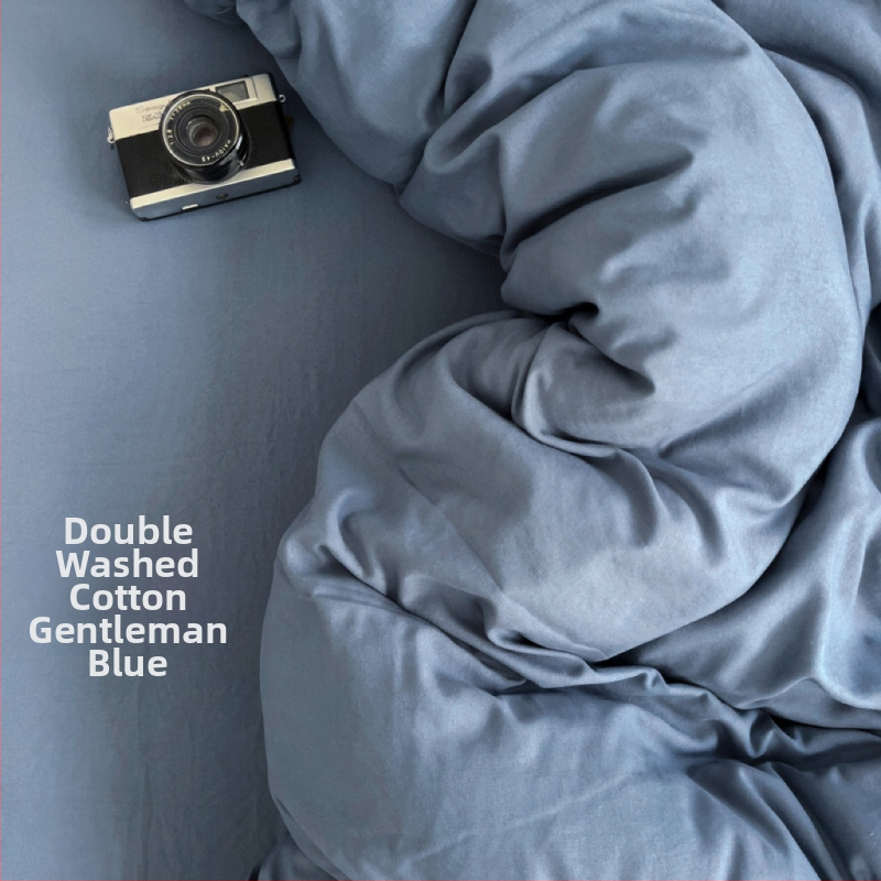 Only Rich umytý bavlnený štvordielny set posteľnej bielizne, jemný k pokožke, reaktívny potisk a farbenie, twill tkanina