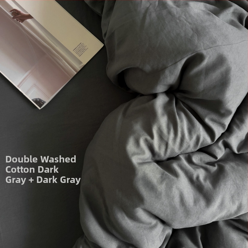 Only Rich umytý bavlnený štvordielny set posteľnej bielizne, jemný k pokožke, reaktívny potisk a farbenie, twill tkanina