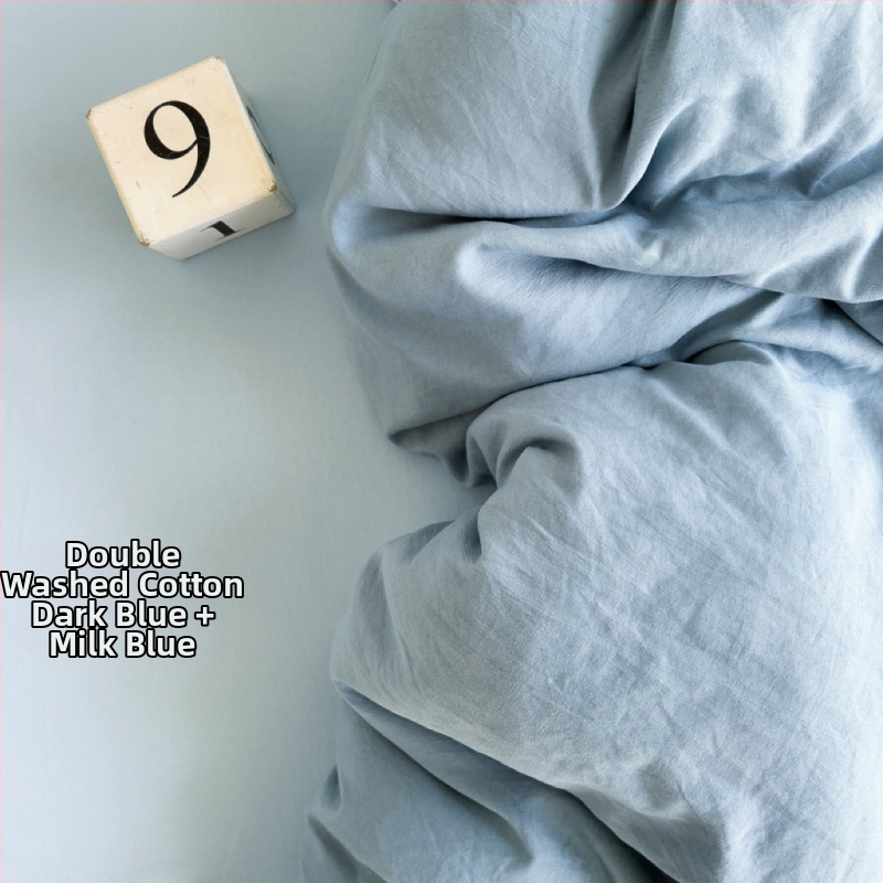 Only Rich umytý bavlnený štvordielny set posteľnej bielizne, jemný k pokožke, reaktívny potisk a farbenie, twill tkanina