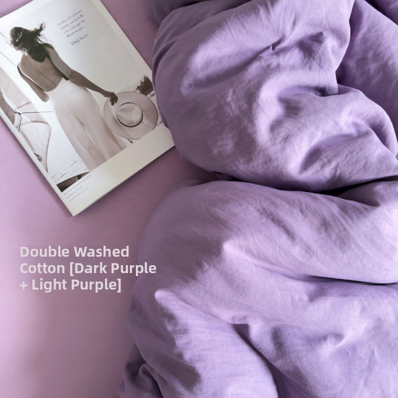 Only Rich umytý bavlnený štvordielny set posteľnej bielizne, jemný k pokožke, reaktívny potisk a farbenie, twill tkanina