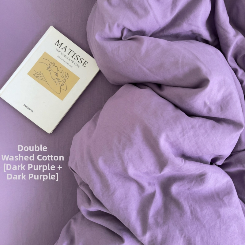 Only Rich umytý bavlnený štvordielny set posteľnej bielizne, jemný k pokožke, reaktívny potisk a farbenie, twill tkanina