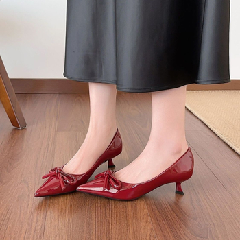 Pantofi cu toc înalt, vârf ascuțit, slip-on, PU partea superioară, talpă din cauciuc