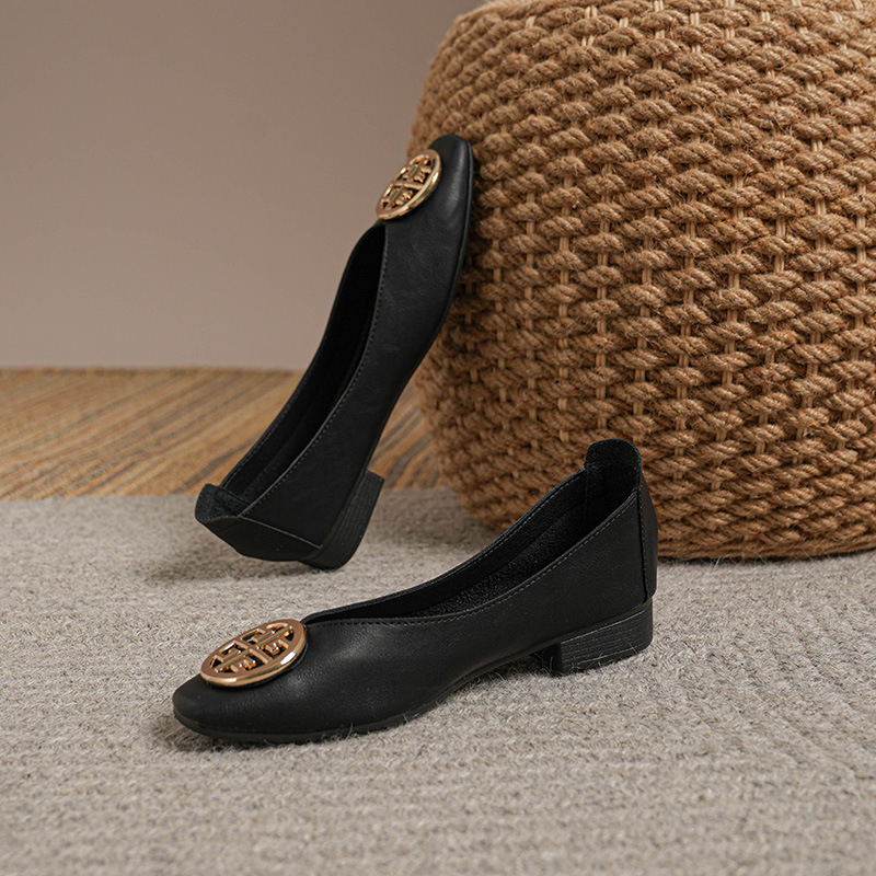 Pantofi Mary Jane pentru femei (Stil minimalist; Vârf pătrat; Partea superioară din piele; Toc mic 1–3 cm; Talpă din cauciuc)