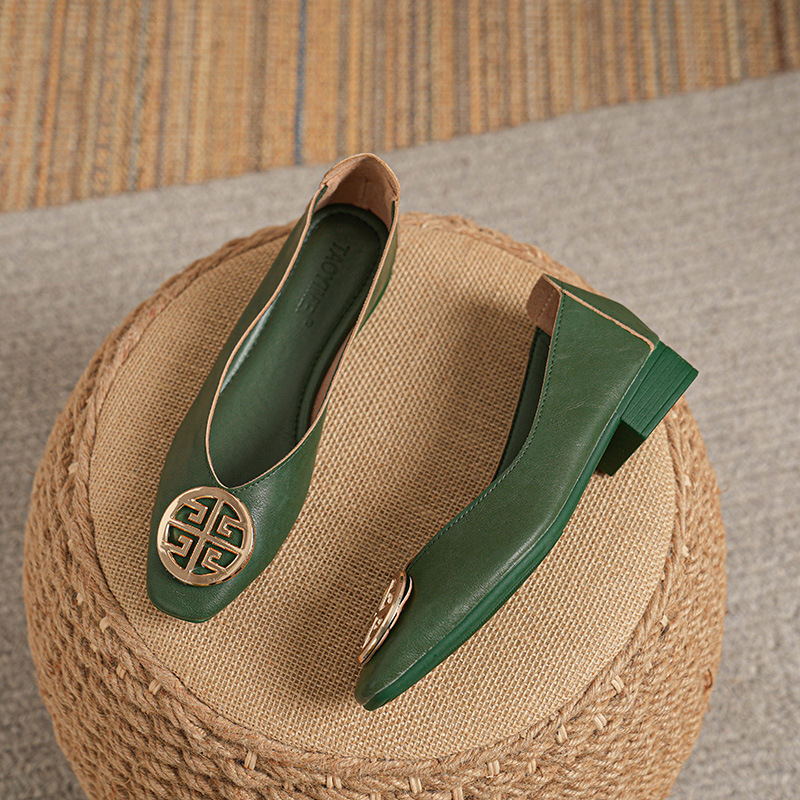 Pantofi Mary Jane pentru femei (Stil minimalist; Vârf pătrat; Partea superioară din piele; Toc mic 1–3 cm; Talpă din cauciuc)