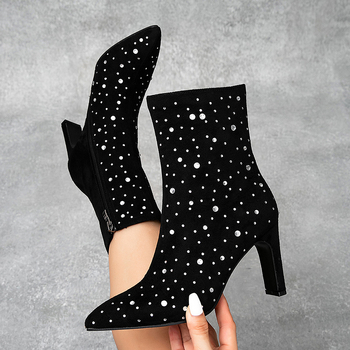 Plonos velūro moteriškos aukštakulnės su smailiu nosimi, labai aukštas kulnas, šoninis užtrauktukas