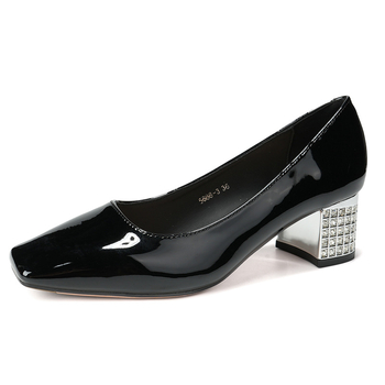 Ženske banketne cipele s kvadratnim vrhom, debelim petama, stražnjim remenom, PU gornji dio, srednja visina potpetice 3-6 cm