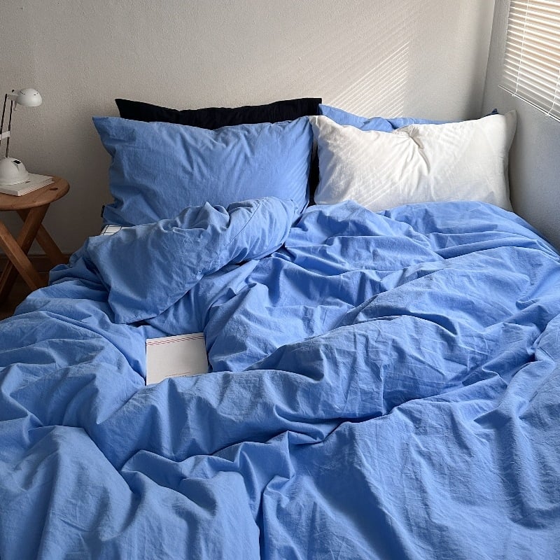 Sofansha Κάλυμμα Παπλώματος από 100% βαμβάκι – Γεωμετρικό μοτίο, Πλυμένη ύφανση, Αντιδραστική εκτύπωση και βαφή, Πυκνότητα υφάσματος 133x72