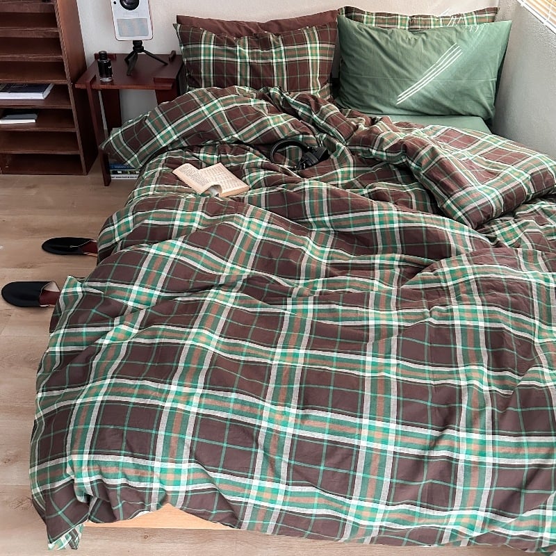 Sofansha Κάλυμμα Παπλώματος από 100% βαμβάκι – Γεωμετρικό μοτίο, Πλυμένη ύφανση, Αντιδραστική εκτύπωση και βαφή, Πυκνότητα υφάσματος 133x72