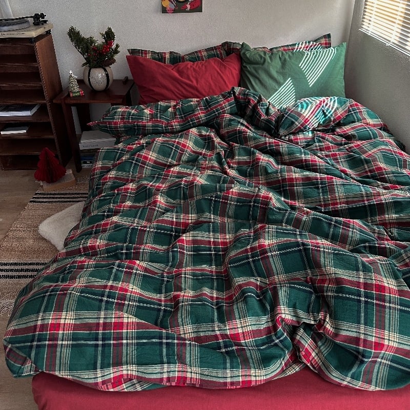 Sofansha Κάλυμμα Παπλώματος από 100% βαμβάκι – Γεωμετρικό μοτίο, Πλυμένη ύφανση, Αντιδραστική εκτύπωση και βαφή, Πυκνότητα υφάσματος 133x72