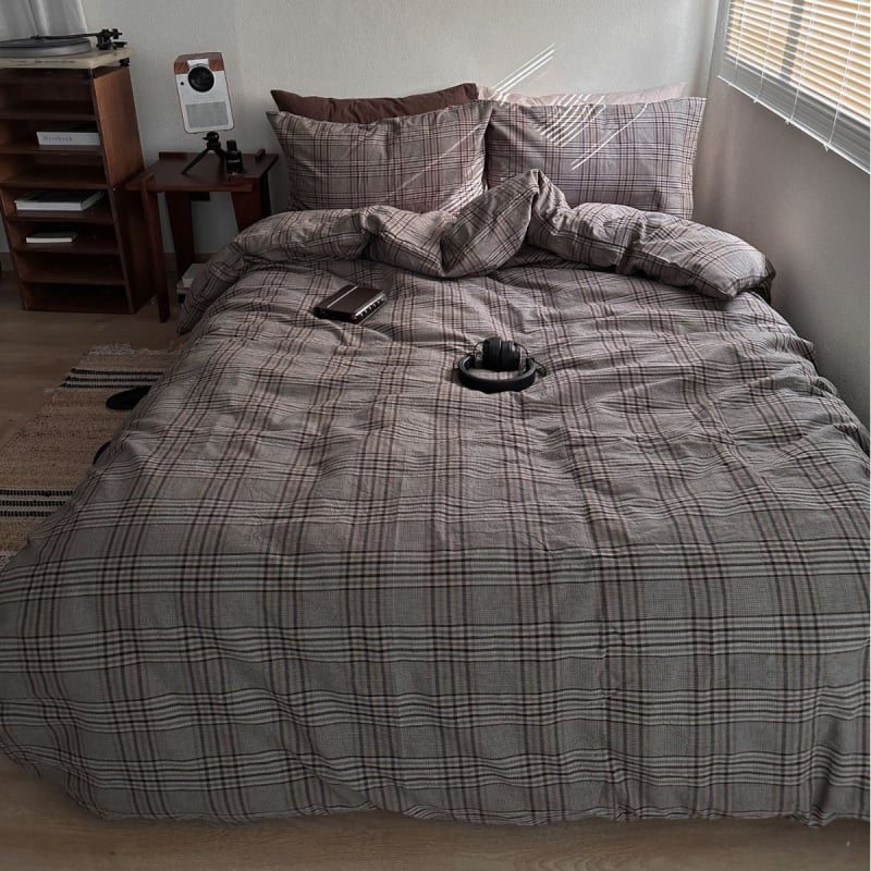 Sofansha Κάλυμμα Παπλώματος από 100% βαμβάκι – Γεωμετρικό μοτίο, Πλυμένη ύφανση, Αντιδραστική εκτύπωση και βαφή, Πυκνότητα υφάσματος 133x72