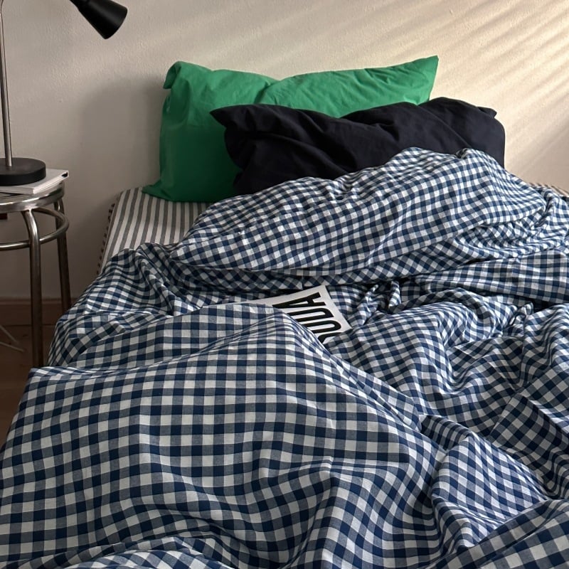 Sofansha Κάλυμμα Παπλώματος από 100% βαμβάκι – Γεωμετρικό μοτίο, Πλυμένη ύφανση, Αντιδραστική εκτύπωση και βαφή, Πυκνότητα υφάσματος 133x72