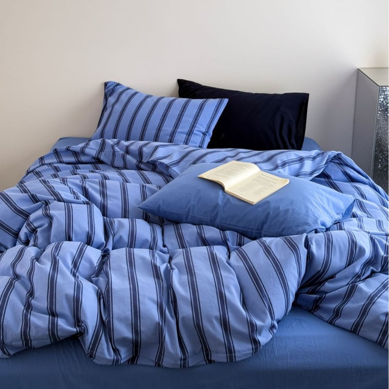 Sofansha Κάλυμμα Παπλώματος από 100% βαμβάκι – Γεωμετρικό μοτίο, Πλυμένη ύφανση, Αντιδραστική εκτύπωση και βαφή, Πυκνότητα υφάσματος 133x72