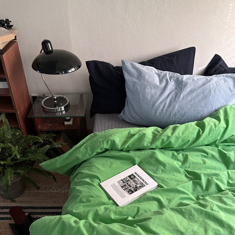 Sofansha Κάλυμμα Παπλώματος από 100% βαμβάκι – Γεωμετρικό μοτίο, Πλυμένη ύφανση, Αντιδραστική εκτύπωση και βαφή, Πυκνότητα υφάσματος 133x72