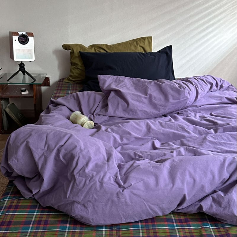 Sofansha Κάλυμμα Παπλώματος από 100% βαμβάκι – Γεωμετρικό μοτίο, Πλυμένη ύφανση, Αντιδραστική εκτύπωση και βαφή, Πυκνότητα υφάσματος 133x72