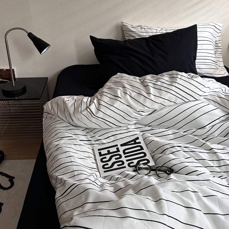 Sofansha Κάλυμμα Παπλώματος από 100% βαμβάκι – Γεωμετρικό μοτίο, Πλυμένη ύφανση, Αντιδραστική εκτύπωση και βαφή, Πυκνότητα υφάσματος 133x72