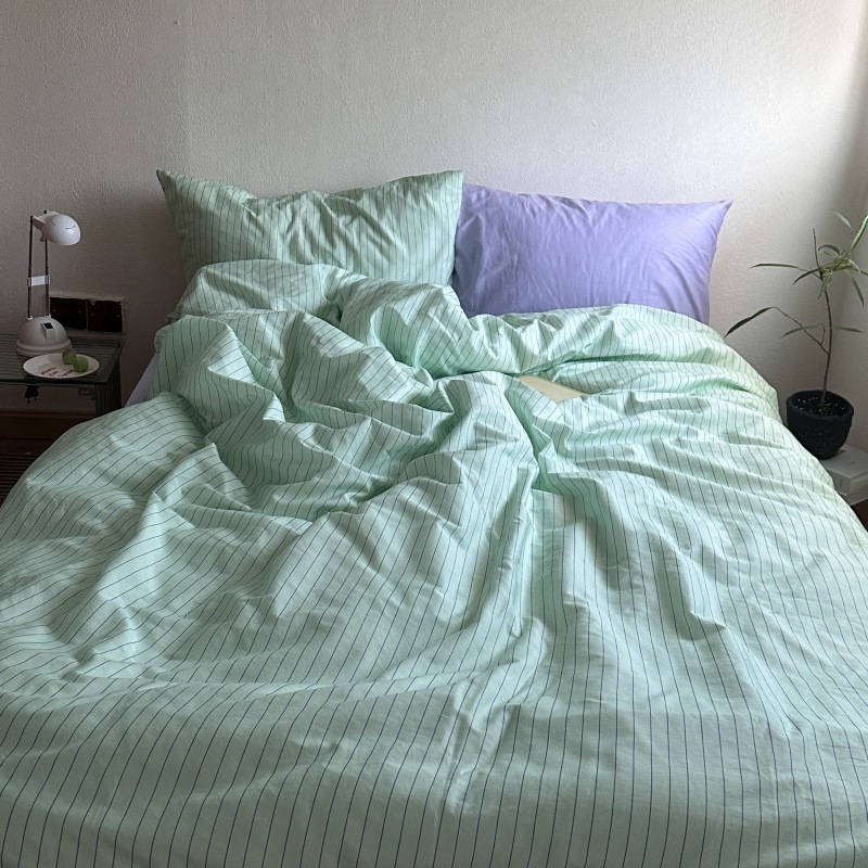 Sofansha Κάλυμμα Παπλώματος από 100% βαμβάκι – Γεωμετρικό μοτίο, Πλυμένη ύφανση, Αντιδραστική εκτύπωση και βαφή, Πυκνότητα υφάσματος 133x72