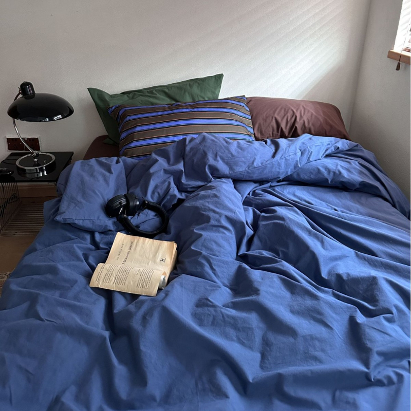 Sofansha Κάλυμμα Παπλώματος από 100% βαμβάκι – Γεωμετρικό μοτίο, Πλυμένη ύφανση, Αντιδραστική εκτύπωση και βαφή, Πυκνότητα υφάσματος 133x72