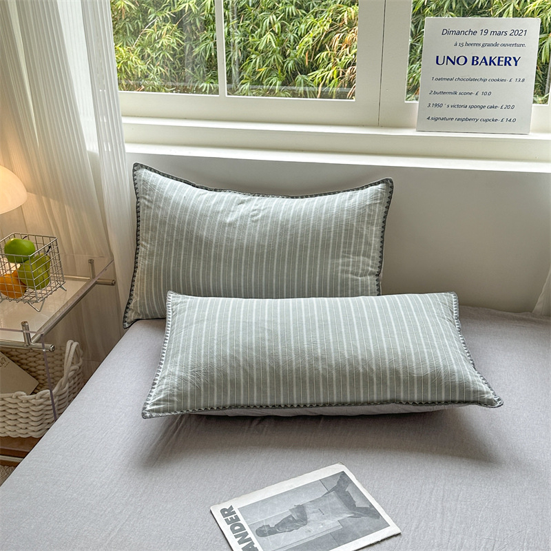 Комплект спално бельо от четири части, марка Fanyu, 100% памук, геометричен принт, твил тъкане, реактивен печат и боядисване, стил: модерен минимализъм, европейски стил