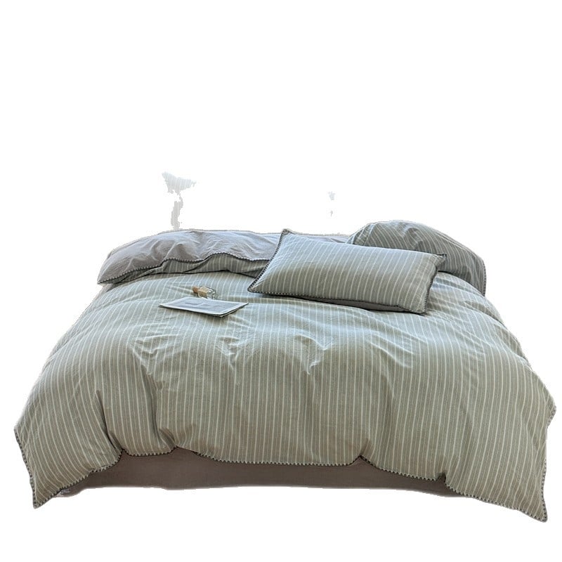 Комплект спално бельо от четири части, марка Fanyu, 100% памук, геометричен принт, твил тъкане, реактивен печат и боядисване, стил: модерен минимализъм, европейски стил