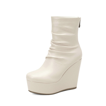 Martin batai su klininiu kulnu, užtrauktukas gale, aukštas vamzdelis, apvali nosis, gumos padas