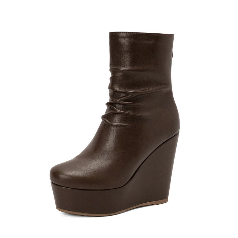 Martin batai su klininiu kulnu, užtrauktukas gale, aukštas vamzdelis, apvali nosis, gumos padas