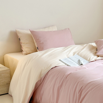 Комплект спално бельо от чист памук, 4 части, 100S, реактивно багрене, едноцветен, минималистичен дизайн