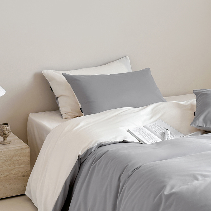 Комплект спално бельо от чист памук, 4 части, 100S, реактивно багрене, едноцветен, минималистичен дизайн