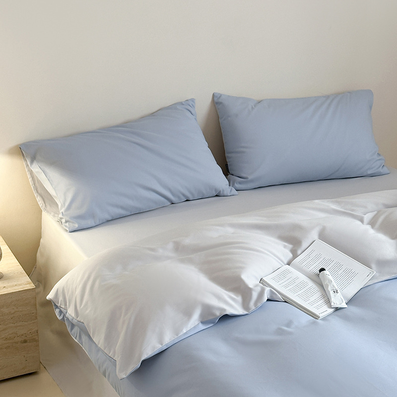 Комплект спално бельо от чист памук, 4 части, 100S, реактивно багрене, едноцветен, минималистичен дизайн