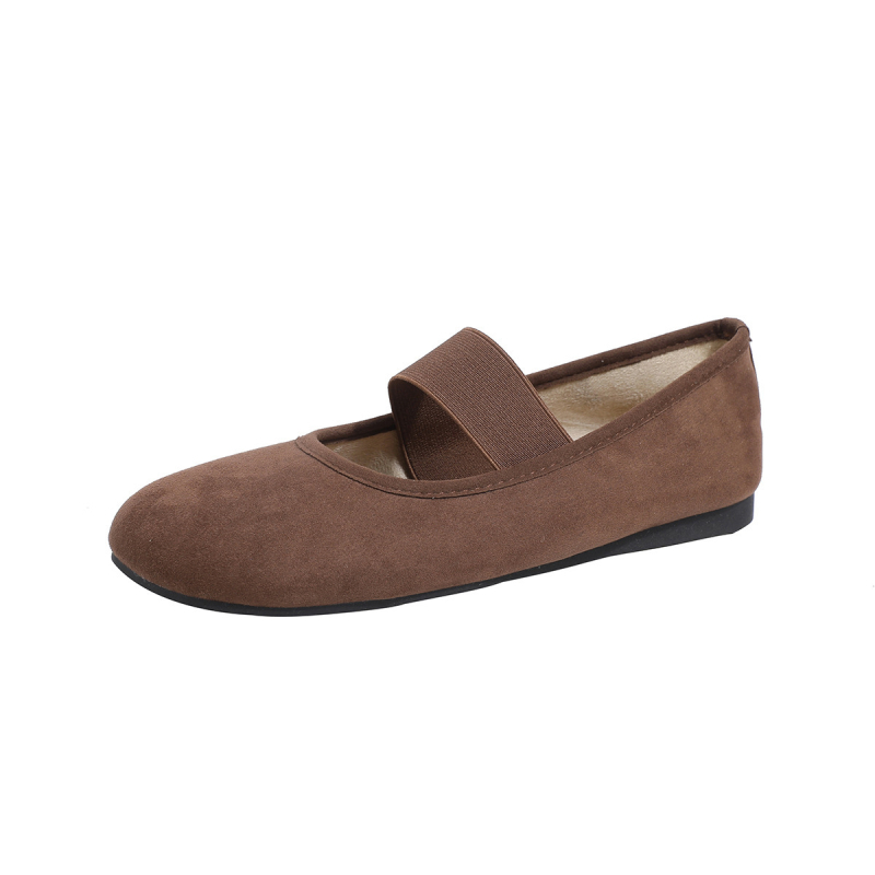 Mary Jane cipő suede felsőrésszel, természetes bőr talpbetét, gumitalp, alacsony sarok 1–3 cm, kerek orr