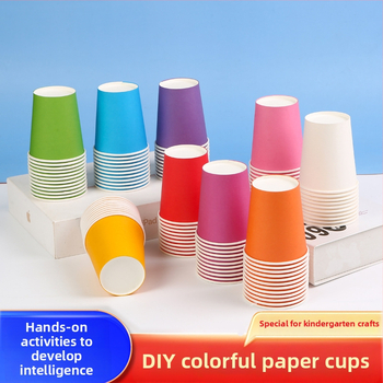 Jednorázové detské papierové poháre na DIY výtvarné projekty - potiahnutý kartón, biologicky rozložiteľné, 45–50 ks na balenie, značka Oujiahui, pôvod Hebei