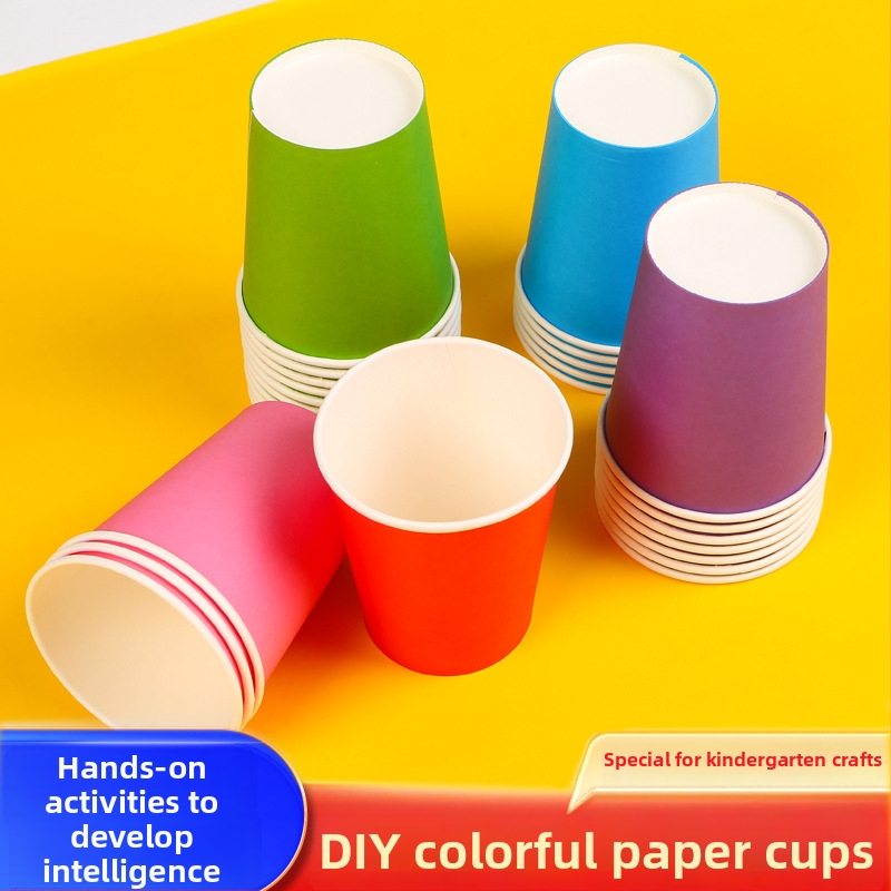 Jednorázové detské papierové poháre na DIY výtvarné projekty - potiahnutý kartón, biologicky rozložiteľné, 45–50 ks na balenie, značka Oujiahui, pôvod Hebei