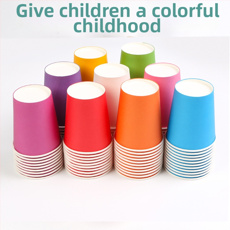 Vienkartinės vaikų DIY meno popierinės taurės - dengtas kartonas, biologiškai skaidrios, 45–50 vnt. pakuotėje, prekė Oujiahui, kilmė Hebei